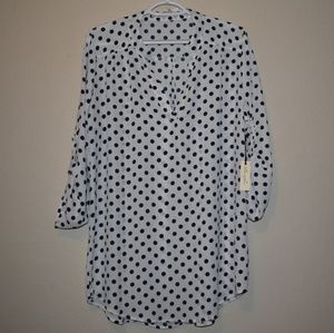 Navy Blue Polka Dot Blouse